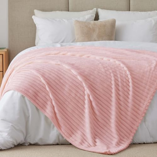 BEDELITE Plaid Rose Poudré Couverture pour Lit 2 Personnes 230x270
