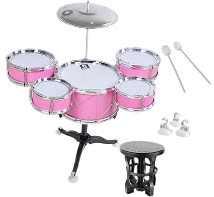 Qectial Mini Schlagzeug für Kinder – Musikalisches Spielset, Tragbares Perkussionsinstrument für Jungen, Mädchen Und Kinder – Geschenkidee, Rosa