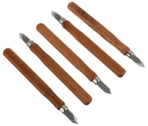 Markiermesser mit Holzgriff 5 Stück für Präzise Scribe Linien | Manganstahl Klingen, Brauner Griff, 13,5x2x1cm, für Holzwerkstatt, Leder und Schwalbenschwanzfugen