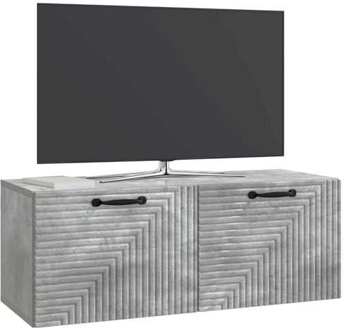 vidaXL Wandmontierter TV-Schrank Betongrau 78,5 x 31 x 30 cm, Wohnzimmer, moderner rechteckiger Stauraum, wandmontierte Medienkonsole, platzsparendes Möbel für Dein Zuhause