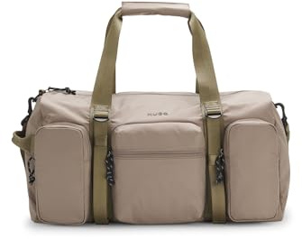 HUGO Herren Everett new Holdall Weekender mit Silikon-Print-Logo Hellbraun Stck