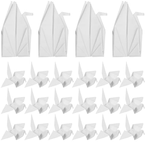 VANZACK 100 Stück Weiße Origami Kraniche aus Papier Leicht und Elegant 13,5cm Groß für Hochzeitsfeier und Fotorequisiten als Stilvolle Wanddekoration