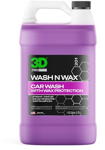 3D Wash N Wax Car Wash Soap - pH Balanced, Easy Rinse, Scratch Free Soap with Wax Protection - 1 Gallon