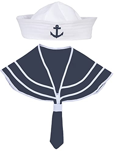 W WIDMANN MILANO Party Fashion - Verkleidungsset Matrose, Kragen und Hut, Seemann, Kapitän, Mottoparty, Karneval