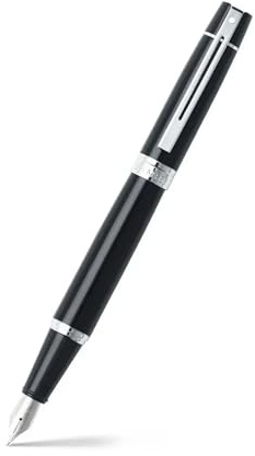 Sheaffer 300 - Refillable fountain pen, fine nib, glossy black, chrome plate trim
