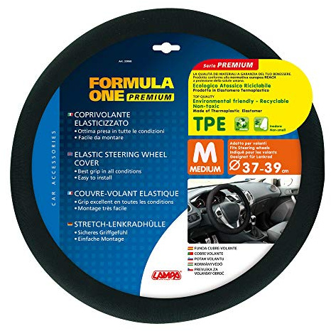 LAMPA 33068 Lenkradbezug schwarz | Recycelbares, geruchloses Innenmaterial, einfach zu montieren
