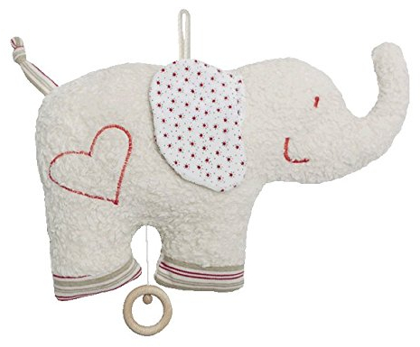 Efie Bio-Spieluhr Elefant – handgefertigt in Deutschland – 100 % Baumwolle (kbA), Füllung Schurwolle (kbT), GOTS-zertifiziert - nachhaltiges Babyspielzeug - Melodie (LaLeLu)