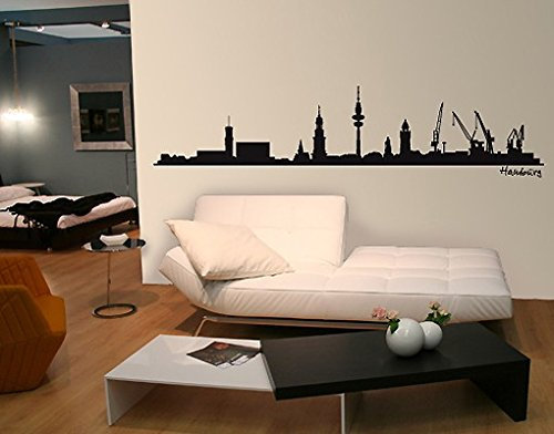 Sylvia Freidler Wandtattoo No.SF475 Skyline Hamburg Farbe: türkis Maße: 60cm x 256cm