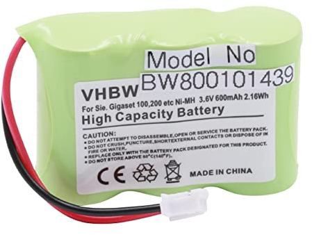 vhbw 1x Akku kompatibel mit Siemens Gigaset T11, 100, A1, 200, A100 schnurlos Festnetz Telefon (600 mAh, 3,6 V, NiMH) - Ersatz für 60AAH3BMX, HSC22, V30145-K1310-X147