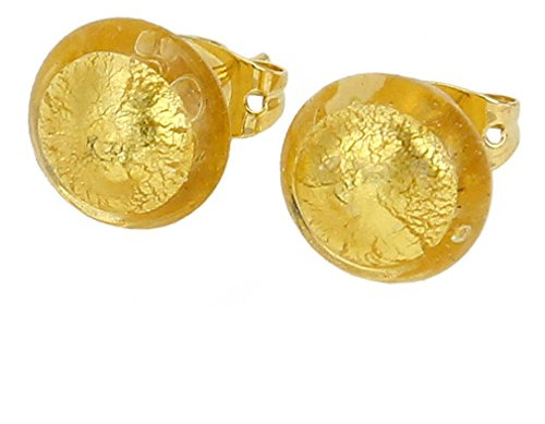Boucles d'oreilles bouton Murano - Or soleil