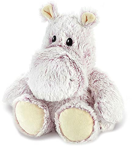 Warmies Peluche Hippopotame Guimauve Micro-ondable Peluche Lourde avec Parfum de Lavande Française, Sac Chaud ou Froid pour Relaxation Fraîche et Soulagement Chaud