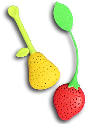 EKNA® Teekugeln | Teeei | Teesieb | Teefilter | Obst - Zitrone & Erdbeere - für Teeliebhaber - 2er-Set, aus Silikon, BPA-Frei