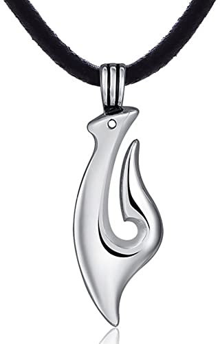 DonDon Herren Lederkette Leder Halskette 50 cm mit Edelstahl Anhänger Maori Tribal Bone Style