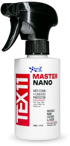 Nano Leather and Suede Hydrophobic Spray, Water and Stain Repellent, Waterproofing for Boots, Car Seats, Furniture, Jackets, Shoes, Bags and More (200 ml)