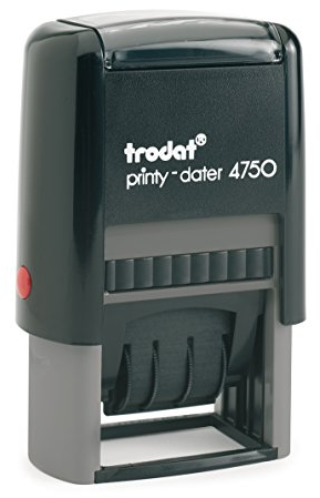 Trodat Printy Dater 4750/L7 Stempel GEBUCHT + Datum, Kissen rot-blau