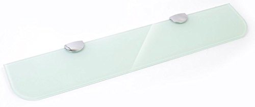 BSM Marketing Estante de cristal blanco endurecido de 400 mm x 100 mm, 6 mm de grosor, para baño, dormitorio, oficina con soportes grandes de acabado cromado