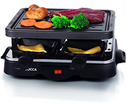 PLANCHA GRILL+RACLETTE JOCCA 1144-500W - TEMPERATURA COCCIÓN APROX 200-210ºC - INCLUYE 4 SARTENES / 4 ESPÃTULAS