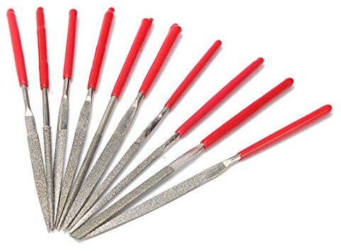 Juego de limas de aguja de diamante de 3 x 140 mm, con revestimiento de diamante, limas de mano para joyería de metal, vidrio, joyería de vidrio, limado de vidrio (10 unidades)