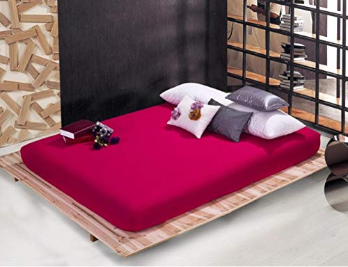 160x200cm Sheet with an Elastic Band 17 solid Colors Bed Sheets Linen Bedspread Polyester Cotton Mattress Cover TD200,Rose,160cmx200cm