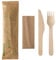 PAPSTAR Kit de couverts (fourchette, couteau et serviette en sac compostable) 15 paquets 100 % biodégradables, durables en bois