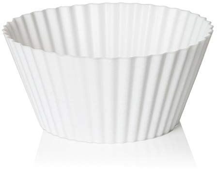Lot de 6 moules à muffins en silicone - 7 cm - Couleur blanche - Réutilisables - Passent au lave-vaisselle - Sans BPA (6)