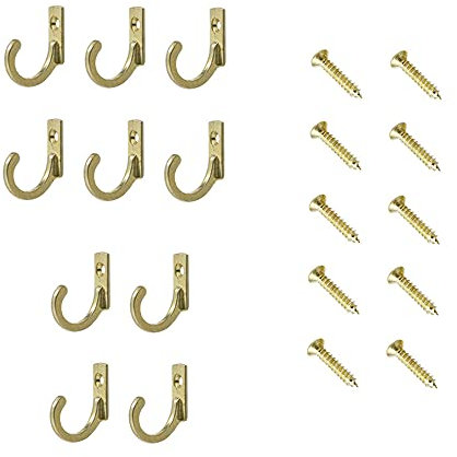 tooloflife Lot de 10 crochets muraux robustes pour porte de cuisine, salle de bain, vêtements, peignoirs, serviettes, chapeaux, clés (doré)