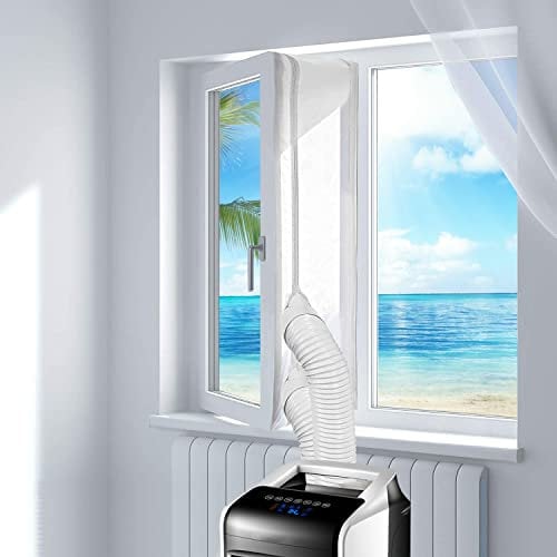 Kit Fenetre Climatiseur Mobile avec Tuyau Cache - Joint de Fenetre & Porte pour Climatisation, Sèche-linge, Déshumidificateurs - Calfeutrage et Évacuation Facile a Installer