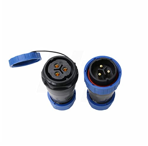 HangTon TY28 3 Pin Solder-free Aviation Waterproof 45A Connector Male Female Cable Plug Socket Quick-Disconnect Screw-Crimp In-line Mount for Truck Camp Van Power Device