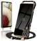 Micoden Handykette kompatibel mit Samsung Galaxy A12,Samsung Galaxy M12 Ultra dünn Kameraschutz Herz Love Design Galvanik TPU Silikon Bumper Kordel zum Umhängen Handyhülle mit Band Schutzhülle,Schwarz