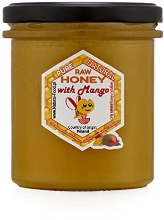Natural Food - Honig mit Zusatz von Gefriergetrockneten Früchten - für Desserts Süßspeisen Aromatisierte Tees Backwaren - Reiches Aroma und Geschmack - Gewicht 430 g - mit Mango