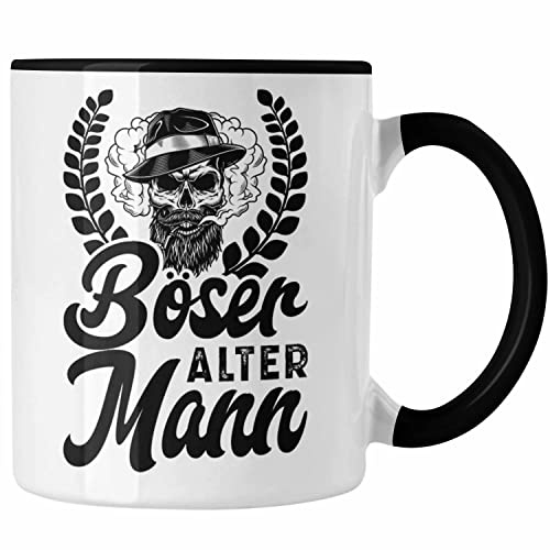 Trendation - Böser Alter Mann Tasse Geschenk Lustiger Gag Opa Onkel (Schwarz)