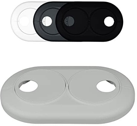 FUX 5 STÜCK Doppel Heizungsrohr Rosette, Rohrabstand variabel, Loch-Ø: 15mm - 28mm, Rohrabdeckung, Verkleidung, Heizkörper Rosetten, Abdeckungen Heizungsrohr (22mm, Lichtgrau RAL 7035)