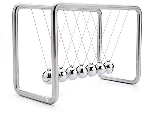 Christmas Decoration Indoor Swing Slide 7 Balls Newtons Cradle Balance Balls with Stainless Steel Frame and Nylon String for Relieve Stress Home Decoration