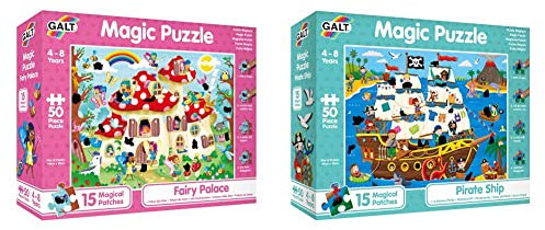 Galt Toys Magic Puzzle - Fairy Palace and Pirate Ship Jigsaw, Ages 4 Years Plus