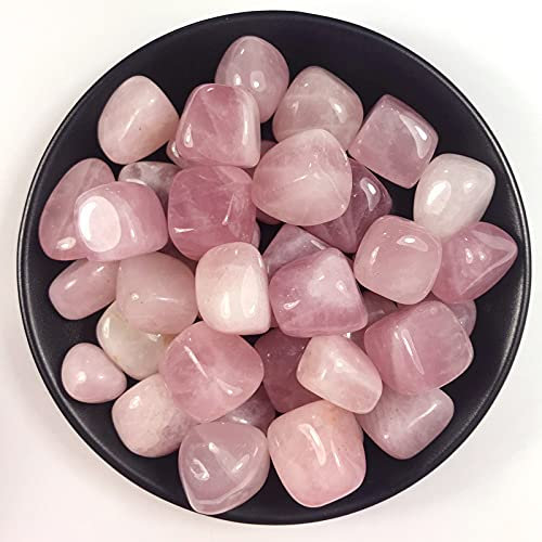 Natürlicher Rosenquarz-Trommelstein, Kristalle, polierte Steine – Rock-Kollektion – Vasenfüller Trommelsteine Heilung Reiki – Edelstein-Geschenke, Glück, Brunnen-Becher (Rose1LB)