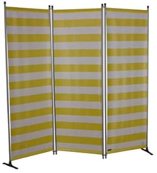 Angerer Freizeitmöbel GmbH Paravent - Raumteiler & Raumtrenner Sichtschutz - Outdoor Paravent für Windschutz & Schatten auf Balkon (3-teilig, PE gelb-weiß)