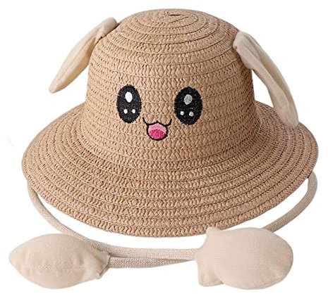 Harilla Sonnenhut für Frauen & Männer, UV-Schutz Strandhut mit beweglichem Ohr, Faltbarer Sommerhut Strohhut mit breiter Krempe Fischerhut für Outdoor Camping, Reisen, Party, Khaki