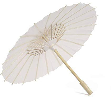 Paraguas de papel de color blanco, paraguas decorativo oriental chino japonés, paraguas de papel de boda, decoración de fiesta, sombrilla de novia, paraguas de fotos y cosplay (20 cm), 20 cm, M