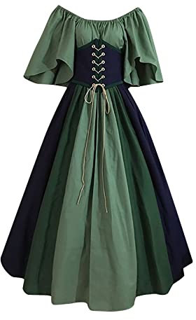 GMGM 2023 Robe rétro médiévale Femme avec Manches Trompette Robe Reine Femme Victorienne médiévale Renaissance Gothique Maxi Carnaval Halloween Cosplay Grandes Tailles fête Princesse Costume Longue