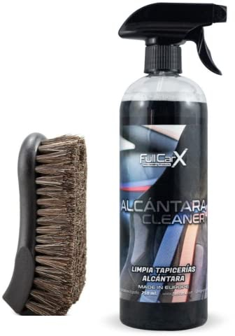 Kit Limpia Tapicerías ALCÁNTARA 750 ml FullCarX + Cepillo Pro Especial tapicería - Especial Tapicería de Alcántara con los Mejores Resultados - Asientos - Volantes - Bandeja - Puertas