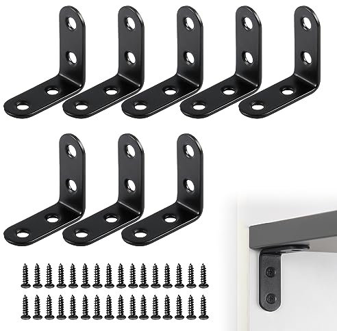 8 Stück Winkelverbinder, Winkel Metall 90 Grad, 40×40mm Winkel Edelstahl, Edelstahl MetallWinkel L Klammern, Kleine Winkel Metall Mit 32 Schraube, für Möbel, Stuhl, Tisch, Fenster, Schwarz