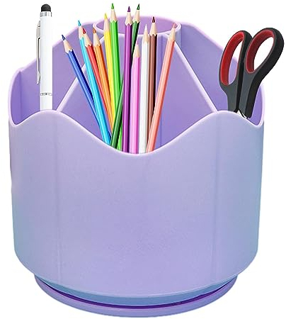 Zankie 360 Degree Rotating Pencil Holder - Pencil Pots Makeup Brush Holder With 6 Compartments For Home Supplies Desktop Tidying And Stationary Storage,Desk Organiser
