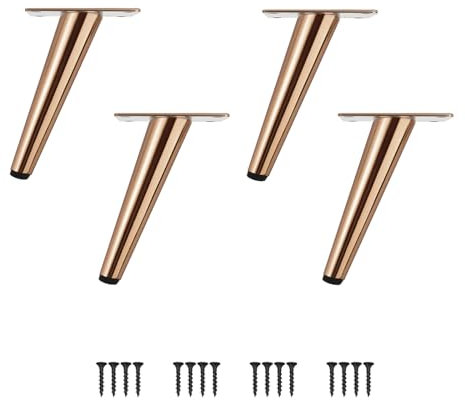 Pieds de Table Pieds pour Meuble Pieds de Meubles de Cône 4 PCS Pieds d'Armoire en Acier Inoxydable Obliques avec Base Silencieuse