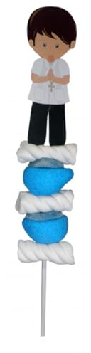 Lote de 10 Pinchos-Brocheta con Golosinas Niño Comunión. Chuches. Detalles y Regalos Originales para Bodas, Comuniones, Bautizos, Cumpleaños. DK