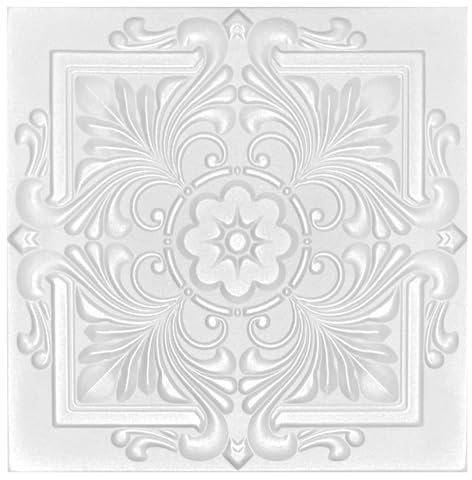 I K H E Malarka 3D Paneele, Polystyrol Paneele, Deckenpaneele, 3D Wandpaneele, Dekoren, Decken - Wandverkleidung, 3mm dick - 50x50cm 20m² - 80 Stück (08110)