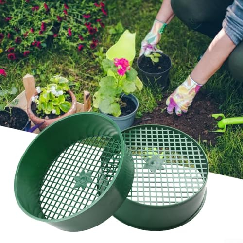 HpLive Leichtes Gartensieb Ø6 mm 16 cm rund für Erde Steine Kompost Unkraut Sand und Schotter für Gemüse- und Blumenbeete