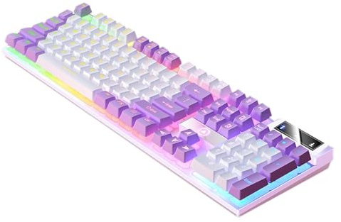 Teclado mecánico para Juegos,Teclado mecánico,Teclado de Juego con sensación mecánica de 104 Teclas | Teclado Luminoso, Teclado con Cable, Teclado de Juego para PC Gamer, computadora de Escritorio