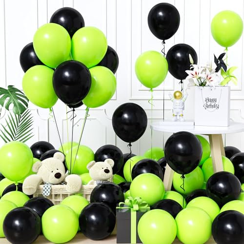 Unisun Luftballons Schwarz und Grün, 60Stück 12Zoll Ballons Matt Fruchtgrün Schwarz Latex Luftballon Junge Männer Kind Babyparty Geburtstag Hochzeit Jubiläum Abschlussfeier Verlobung Bachelor Deko
