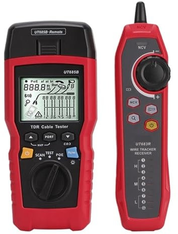 nmbhus Tester für Netzwerkkabel, Tester für Kabel, Paar, Koaxialkabel, Poe, Sequenzerkennung, Länge RJ11, Adapter für RJ45-Stecker, digitales Messgerät, leicht zu lesen