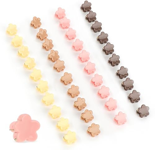 40 Stück Mini Haarspangen, Kunststoff Haarklammer Clips Blumen Haarclips Bunt Haarschmuck Klein Haar Zubehör für Mädchen Frauen Damen Kinder Festival Täglichen Gebrauch Party